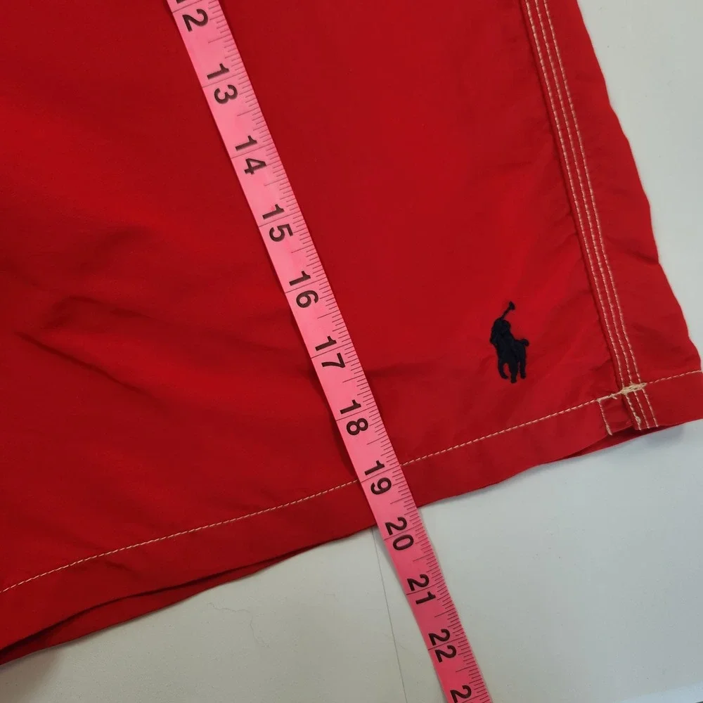 Polo Ralph Lauren Vintage Mens XL Red Cargo Swim Trunks Board Shorts Pony Logo